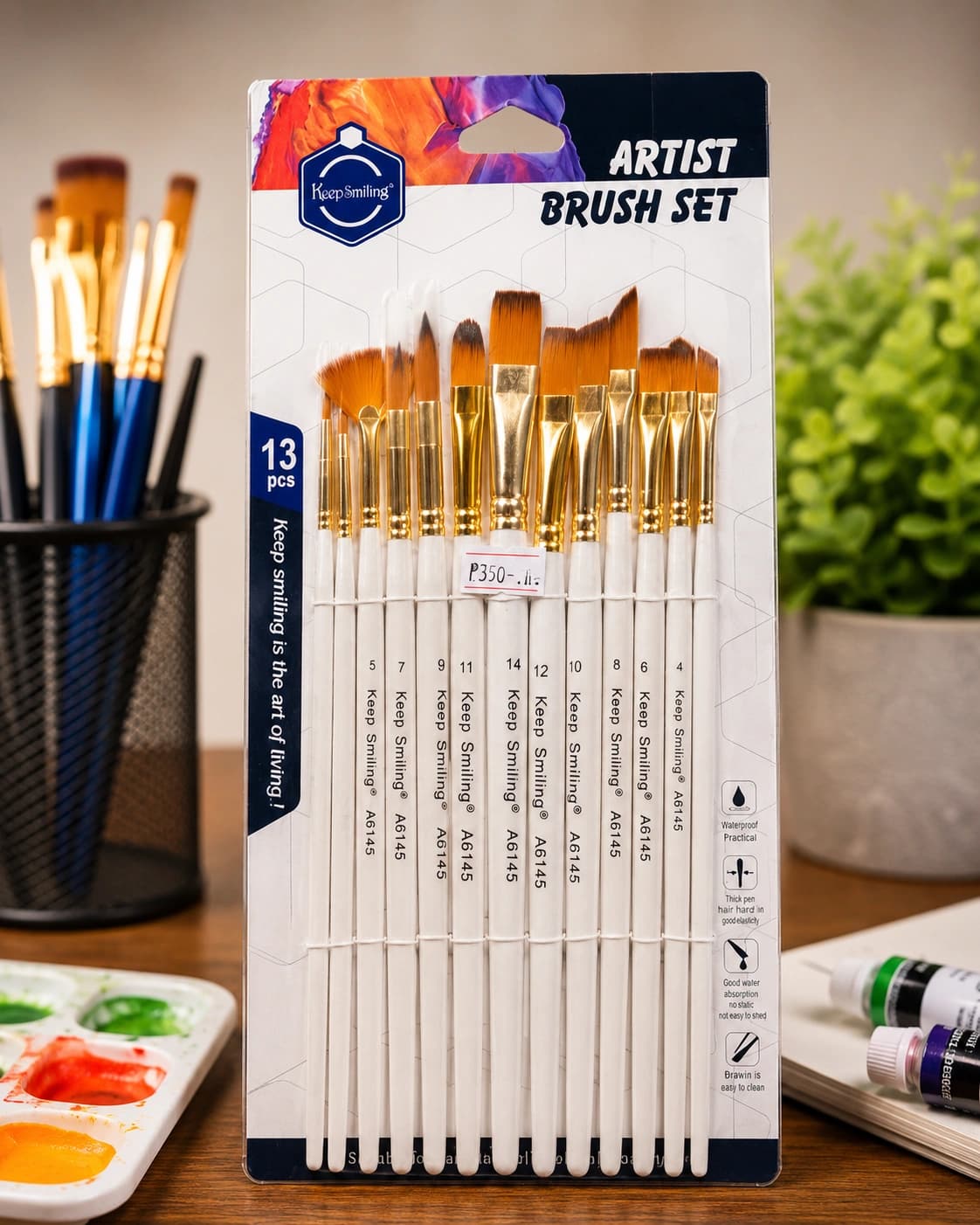 Professional 13-Piece Artist Brush Set for Acrylic, Watercolor & Oil Painting