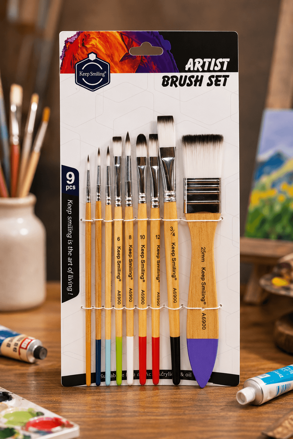 Keep Smiling High Quality Artist Brush 10pcs White Nylon Brush Set - No:A6900